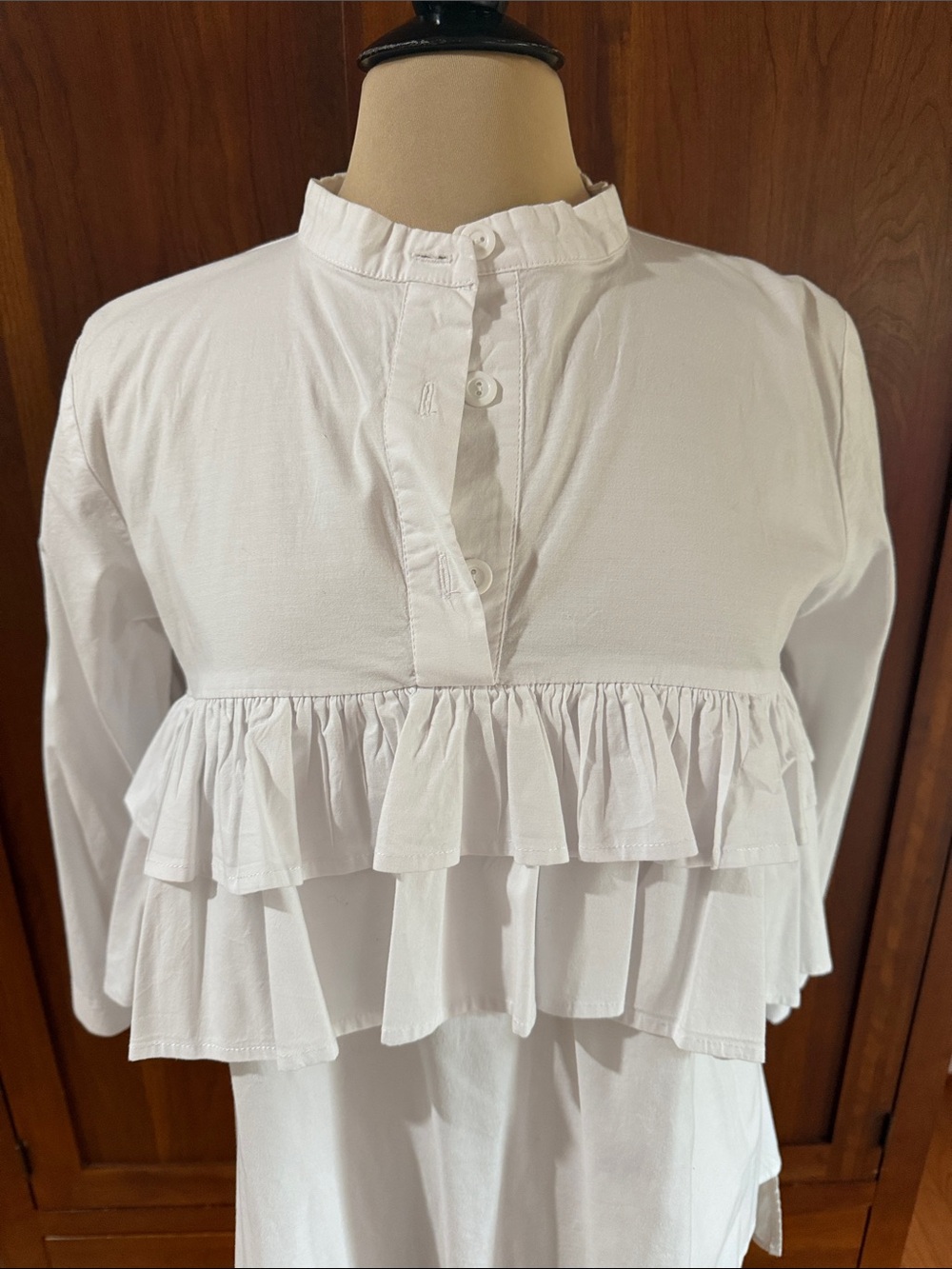 White Ruffle Front Pullover Blouse - Picture 2 of 5